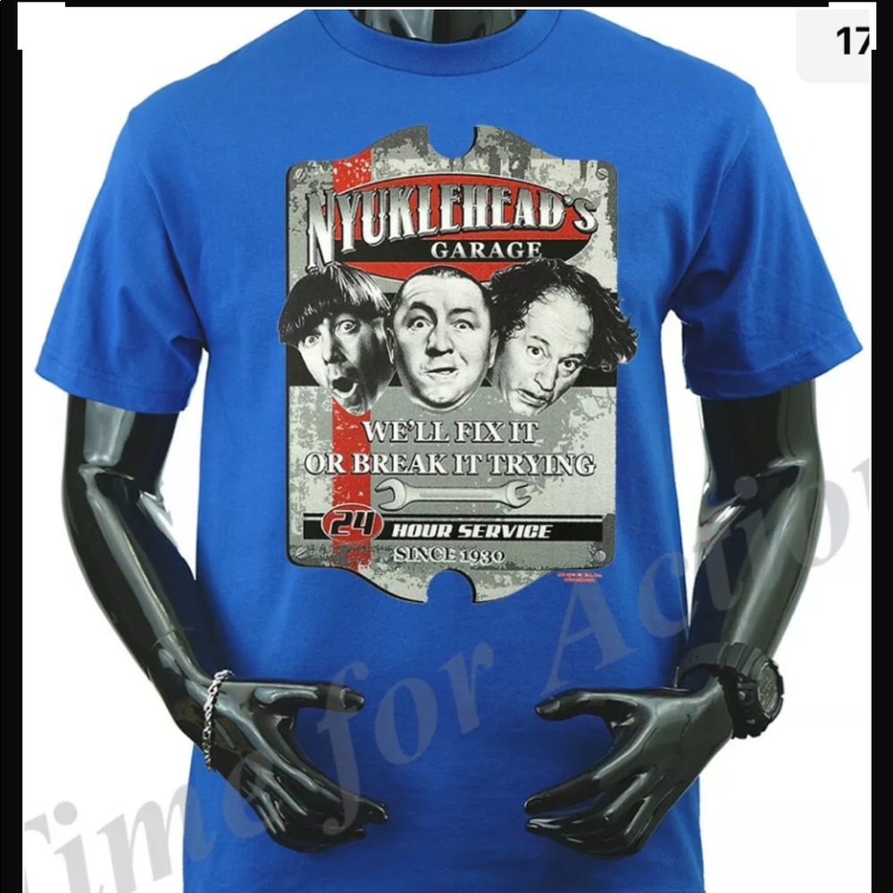 💙Three Stooges Nyukelhead’s Royal blue COMIC tee- Sz Large